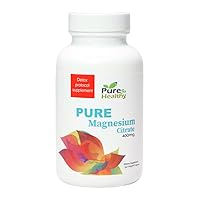 Pure Magnesium Citrate 400mg, Essential Mineral Supplement for Nerve, Heart and Bone Health, 60 Capsules