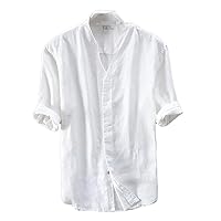 Icegrey Summer Linen Shirts Men Short Sleeve V-Neck T Shirt