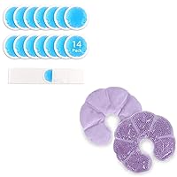 NEWGO Bundle of 14 Round Ice Packs and Purple Breast Ice Packs