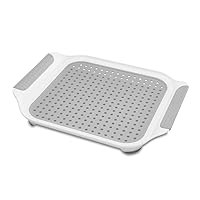 madesmart Soft Draining Sink Mat - White, Grey | SINKWARE COLLECTION | Dry Cups, Utensils, or use to Catch Food Prep | Soft-grip Handles for Portability | Non-slip Rubber Feet | BPA-Free