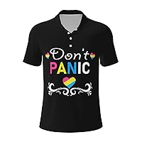 Don't Panic Pansexual LGBT Pride Men’s Polo Shirts Casual Short Sleeve for Men