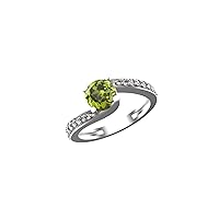 Natural Peridot Gemstone Ring For Women And Girls Round Shape In 925 Sterling Silver Ring Stone Size 6x6 MM Stone Weight 0.70 CTW