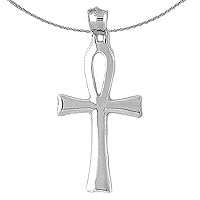 Silver Ankh Cross Necklace | Rhodium-plated 925 Silver Ankh Cross Pendant with 18