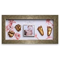 Momspresent Baby Hand Print and Foot Print Deluxe Casting kit with Gold Frame5 Gold