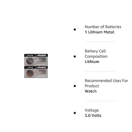 Energizer CR1632 Lithium Battery 3V (2 Batteries Per Pack)