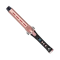 IR2 Infrared Curling Iron, Clip Curling Iron, Rose Gold Ceramic Barrel, Adjustable Digital Temperature Control up to 430°F, Auto Shut Off