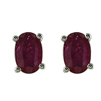 Ruby Natural Gemstone Oval Shape Stud Anniversary Earrings 925 Sterling Silver Jewelry
