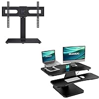 PERLESMITH Universal Swivel TV Stand Mount for 37-65,70,75 Inch LCD OLED Flat/Curved Screen TVs-Height Adjustable Table Top TV Stand/Base with Wire Management,VESA 600x400mm up to 99lbs WITH HUANUO 32
