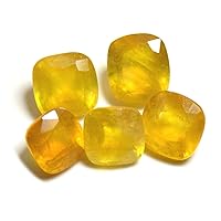 7X7-10X10 MM 5 Pcs Lot Yellow Sapphire Cushion Shape Real Loose Gemstone for Jewelry Making