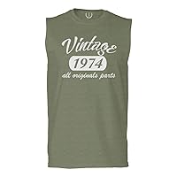 0267. Cool Funny 50th Birthday Gift Vintage Since 1974 Years Old Men's Muscle Tank Sleeveles t Shirt