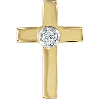 14k Yellow Gold Religious Faith Cross Lapel Pin With Diamond 11x8mm Jewelry Gifts for Men