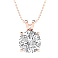 Clara Pucci 3 ct Round Cut Genuine Lab Created Grown Cultured Diamond Solitaire SI1-2 I-J 18K White Gold Pendant with 16