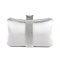 Satin Women Evening Bags Diamonds Silver Color Day Clutch Diamonds Chain Shoulder Handbags Purse Bags