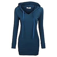 BEPEI Womens Long Sleeve Tunic Hoodie Dress String Sweatshirts With Pockets