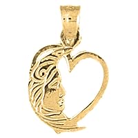14K Yellow Gold Heart With Moon Pendant