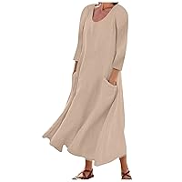 Womens Dresses Casual Plain Plus Size Loose Long Maxi Dresses Spring Summer Beach Dress with Pockets Maternity Tunic Dress