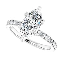 10K/14K/18K Solid White Gold Handmade Engagement Ring 1 CT Marquise Cut Moissanite Diamond Solitaire Wedding/Bridal Gift for Women/Her Gorgeous Gift