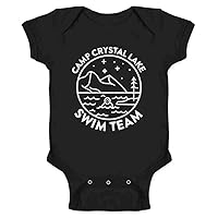 Pop Threads Camp Crystal Lake Swim Team Halloween Horror Baby Toddler Kids Girl Boy T-Shirt