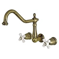 Kingston Brass KS1283PX Wall Mount Kitchen Faucet, Antique Brass
