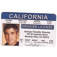 George Clooney Novelty Drivers License / Fake I.d. Identification for the Monuments Men / Batman and Robin Fans by Signs4Fun