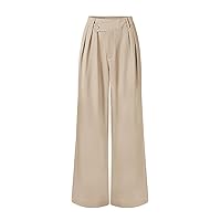 MEROKEETY Women's Wide Leg Pants High Waist Long Straight Work Business Casual Trousers with Pockets