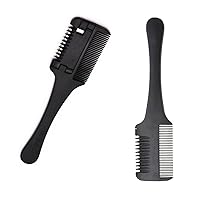 2 Pieces of Thickened Plastic Hair Thinning Razor Comb, Double-sided Hair Cutter Comb, Suitable for Hair Cutting and Styling (Black).
