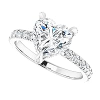 Hidden Halo Ring, Heart Cut 2.00 CT, VVS1 Clarity, Moissanite Diamond, 925 Sterling Silver Ring, Promise Ring, Engagement Ring, Wedding Gift, Party Fancy Jewelry