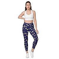 MD Abstractical No 167 Navy Crossover Leggings with Pockets