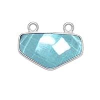 Aquamarine Stone Necklace for Jewelry Making - 17mm Chevron Bezel Charms Pendants 24K Gold Plated Over 925 Sterling Silver Chakra Anklet DIY for Necklace Bracelet Crafting