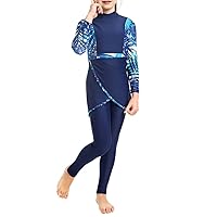 Swimwear for Girls Kid Modest Swimsuits Hijab Full Coverage Swimming Beachwear Long-Sleeve Surfing Suit