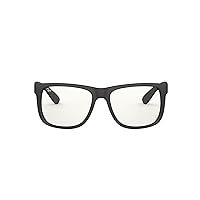 Ray-Ban RB4165 Justin Rectangular Sunglasses, Rubber Black/Clear, 55 mm