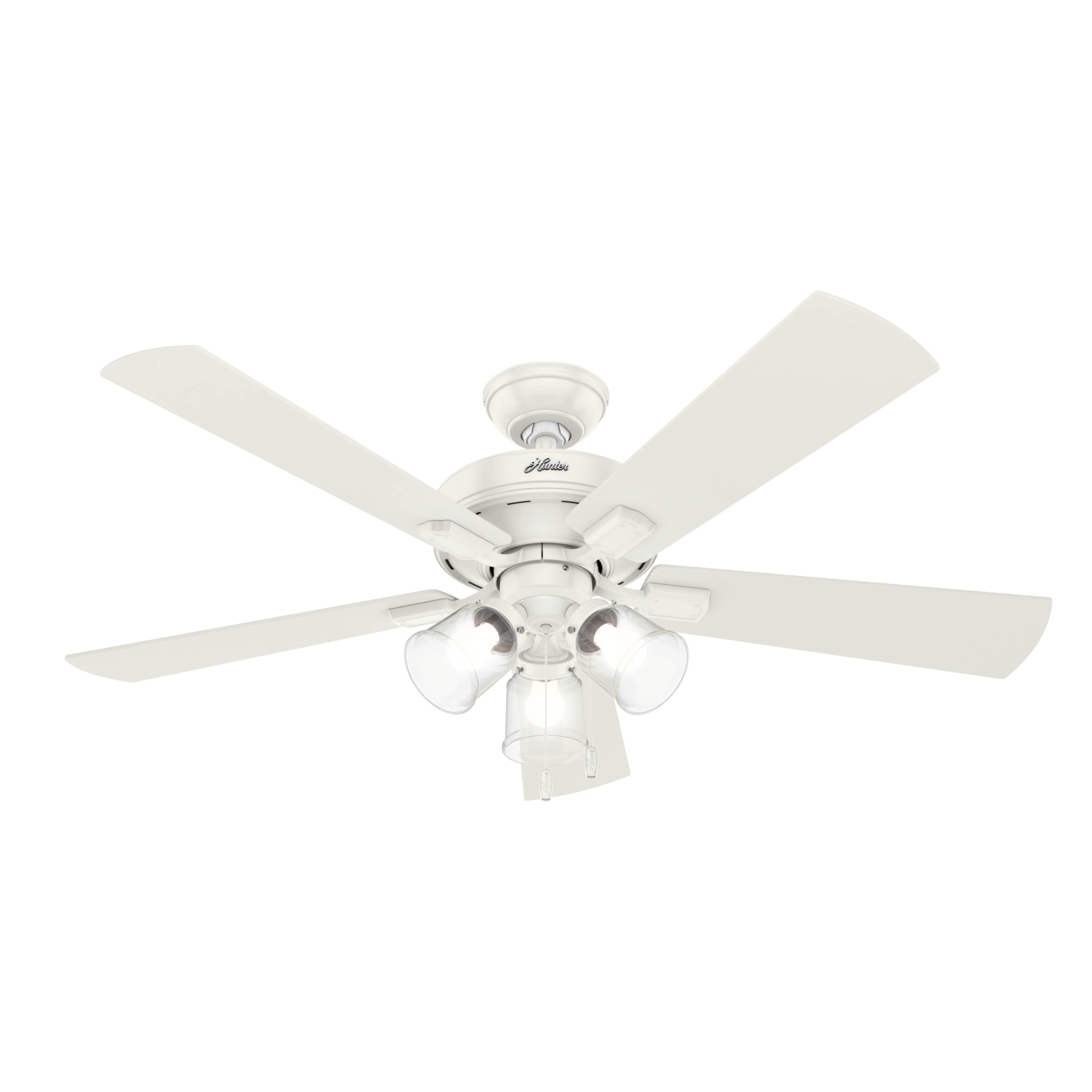 Hunter Fan Company, 54204, 52 inch Crestfield Fresh White Ceiling Fan with LED Light Kit and Pull Chain