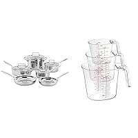 Cuisinart TPS-10 Professional Performance Tri-Ply 10-Piece Classic Cookware Set, Stainless Steel & Nesting Liquid Measuring Cups, Clear, 3-Piece, CTG-00-3MC