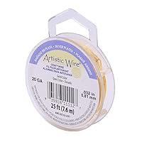 Artistic Wire 81 mm Silver Plated Tarnish Resistant Copper Craft Wire Gold Color, 20 Gauge, 25 ft