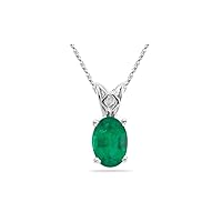 Natural Oval Shape Emerald Solitaire Pendant in Platinum From 5x3MM - 8x6MM