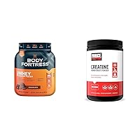 Body Fortress 100% Whey Premium Protein Powder Chocolate 1.78lbs & Force Factor Creatine Monohydrate for Muscle Gain Strength Faster Recovery 60 Servings