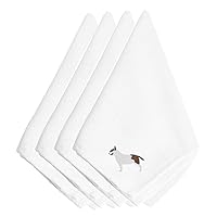 Caroline's Treasures BB3478NPKE Bull Terrier Embroidered Napkins Set of 4 Napkin Cloth Washable, Soft, Durable, Table Dinner Napkins Cloth for Hotel, Lunch, Restaurant, Weddings, Parties