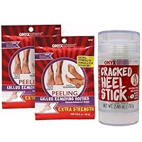 Onyx Professional Cracked Heel Repair Balm Stick, Dry Cracked Feet Treatment, Moisturizing Heel Balm Rolls On & Foot Peel Mask Callus Remover (2 Pack) Dead Skin Remover