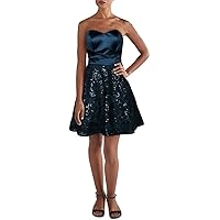 BCX Womens Embroidered Fit & Flare Strapless Dress