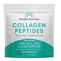 Mindful Nutrition Collagen Peptides Powder, Easy to Mix Collagen, Bovine Protein Powder, Unflavored Hydrolyzed Collagen for Hair Skin Nail and Joint Support, Paleo, Keto, 16 oz.