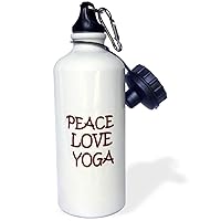 3dRose Peace Love Yoga Gym Fitness Club Sport Exercise Straw Water Bottle