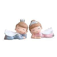 2 Pcs Prince and Princess Ornaments Princess Decorations Birthday Cake Figures Decor Car Ornament Wedding Decor Mini Action Figures Couples Jewelry Models Lovers Resin Fine Top Hat