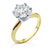 18k Yellow Gold 1.25 Carat Solitaire Brilliant Round Cut Diamond Engagement Ring