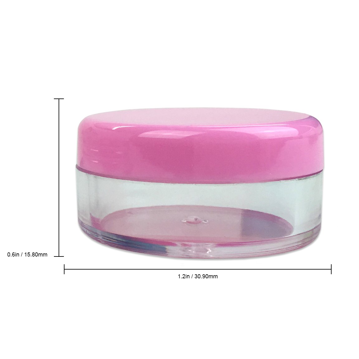 Beauticom 5G/5ML Clear Plastic Cosmetic Container Jars with PINK Lids, 50 Pcs