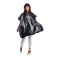 Betty Dain Lustre Shampoo Cape, Waterproof, Stain Resistant Vinyl, Touch-and-close Fastener, Soft Nylon Neckband, Safe For All Salon Processes, 36 inches wide x 54 inches long, Black