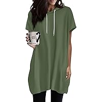 Womens Tunic Tops to Wear With Leggings Hoodies Womens Summer Oversized Hoodies Casual Short Sleeve Shirts with Pockets