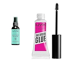 NYX PROFESSIONAL MAKEUP Makeup Setting Spray - Dewy Finish, Long-Lasting Vegan Formula (Packaging May Vary) & The Brow Glue, Extreme Hold Eyebrow Gel - Clear