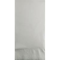 Club Pack of 192 Shimmering Silver 3-Ply Disposable Party Paper Guest Napkins 8