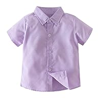 Toddler Little Boys Short Sleeve Cotton Button Down Shirt for Casual, Formal Event and Special Occasions