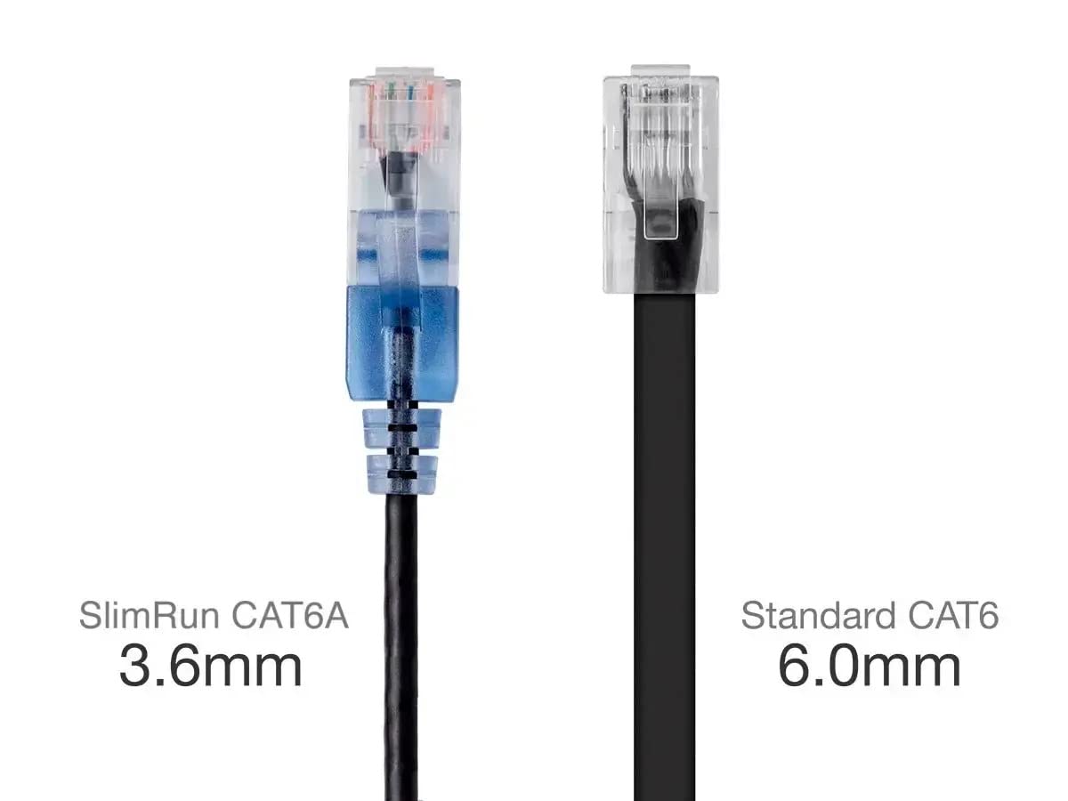 Monoprice Cat6A Ethernet Patch Cable - Snagless, 550Mhz, 10G, UTP, Pure Copper Wire, 30AWG, 25 Feet, Black - SlimRun Series